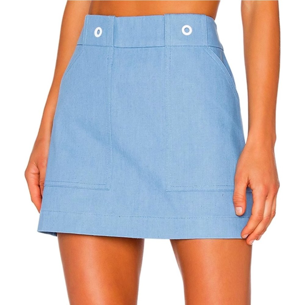 RAG & BONE | Wades Grommet Light Blue Cotton Mini Skirt (XS) - Picture 2 of 7
